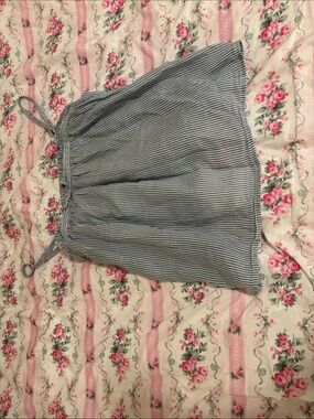 Madewell Blue and White Vertical Stripe Tie-Strap Top